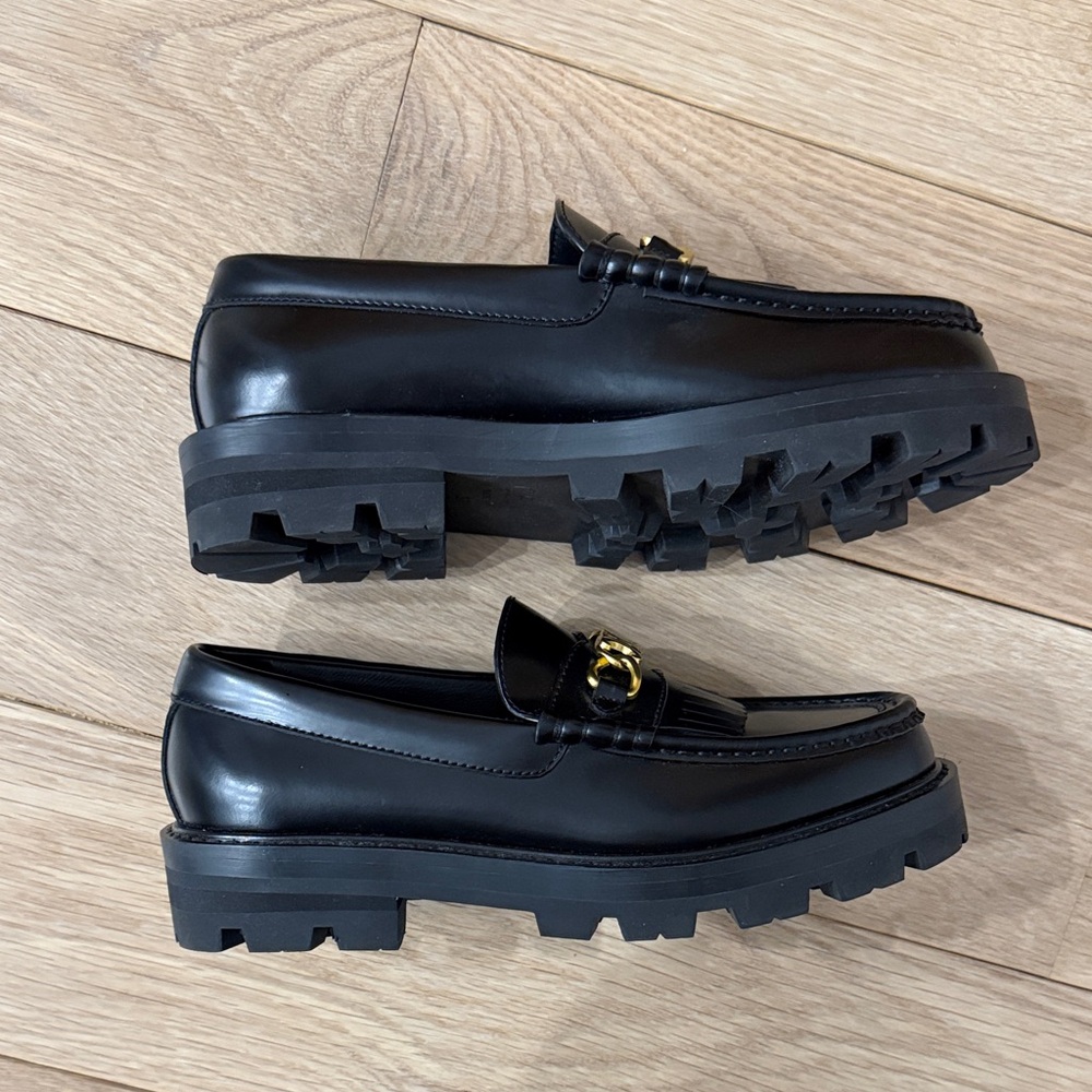 Celine Black Leather Loafers with Gold Hardware size 37 / US 7 - Picture 6 of 7
